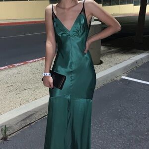 Topshop Green Satin Dress